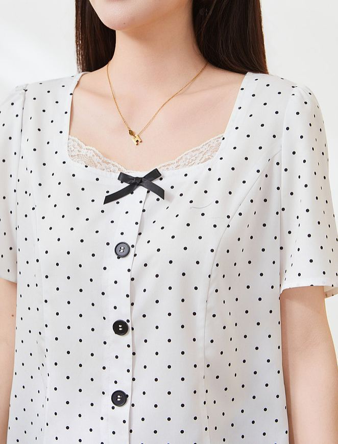 Plus Size Square Neck Blouse Shirt for Curvy Women FXA7201