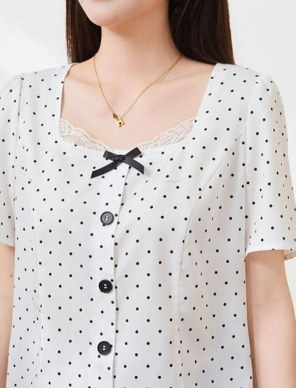 Plus Size Square Neck Blouse Shirt for Curvy Women FXA7201