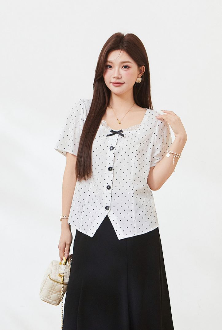 Plus Size Square Neck Blouse Shirt for Curvy Women FXA7201