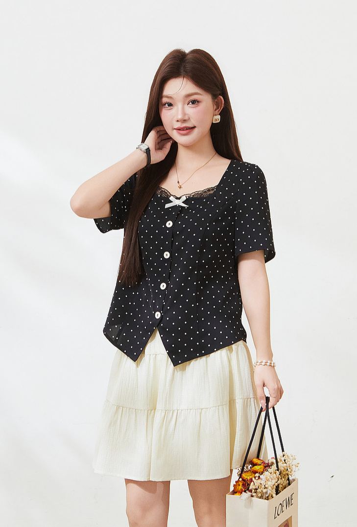 Plus Size Square Neck Blouse Shirt for Curvy Women FXA7201