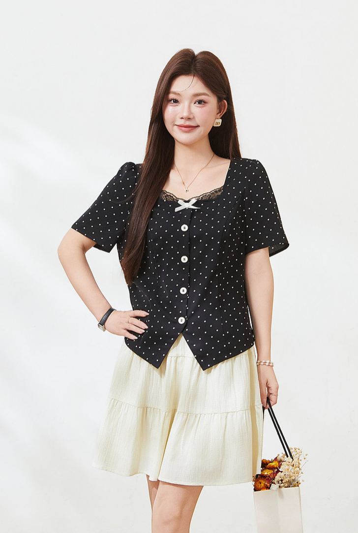 Plus Size Square Neck Blouse Shirt for Curvy Women FXA7201
