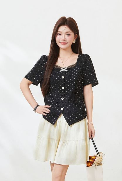 Plus Size Square Neck Blouse Shirt for Curvy Women FXA7201