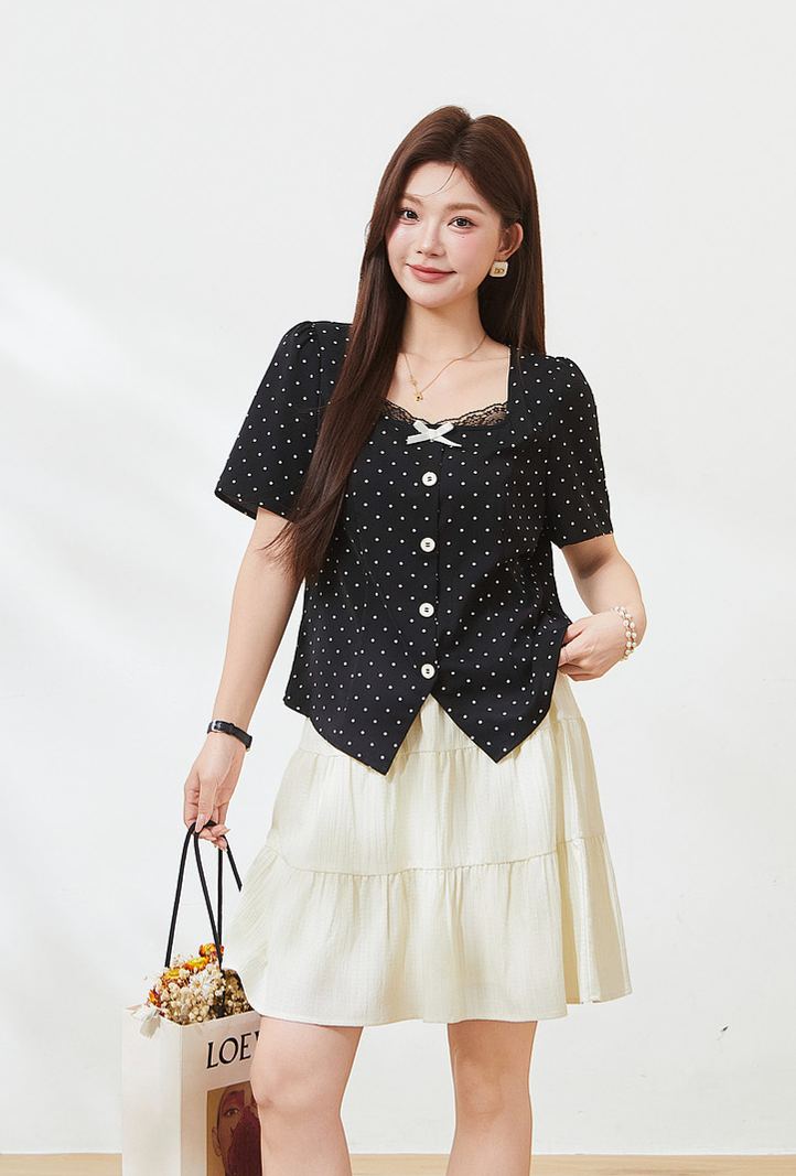 Plus Size Square Neck Blouse Shirt for Curvy Women FXA7201