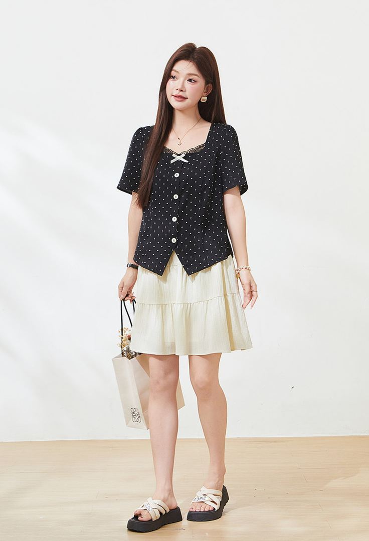 Plus Size Square Neck Blouse Shirt for Curvy Women FXA7201
