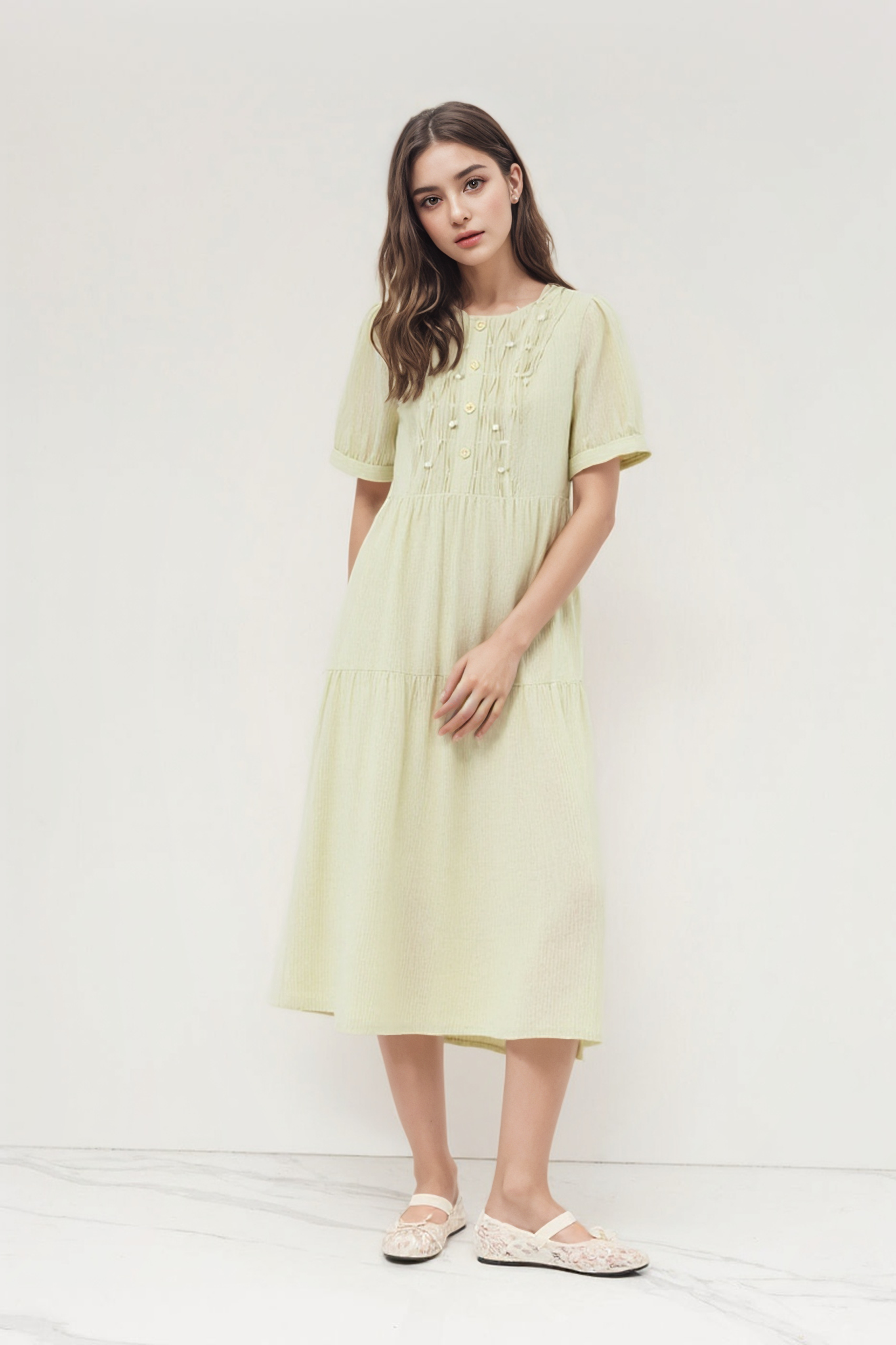 Pleated Beaded Dress DXQ1575