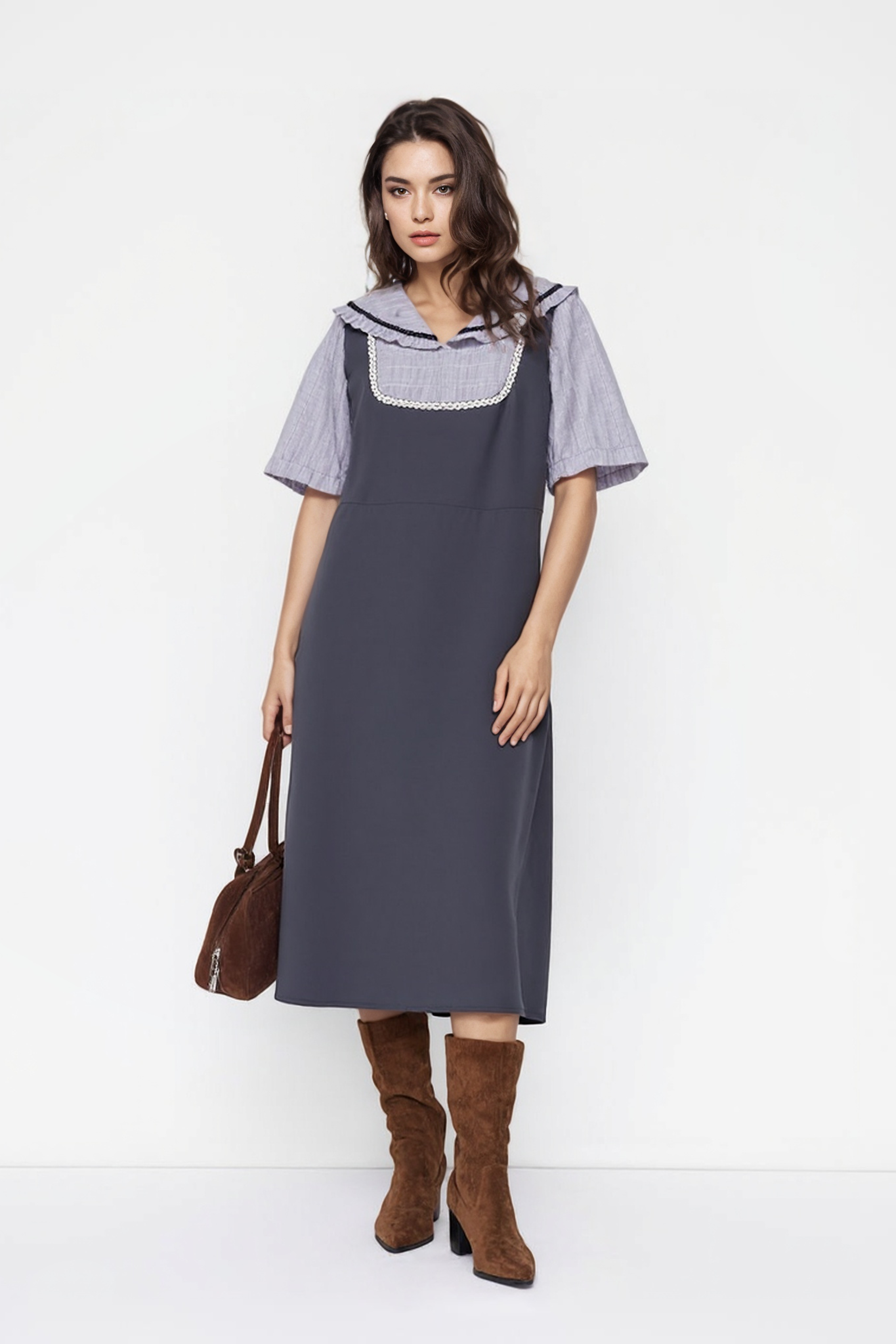 Contrast Color Stitching Slimming Dress DXQ0776