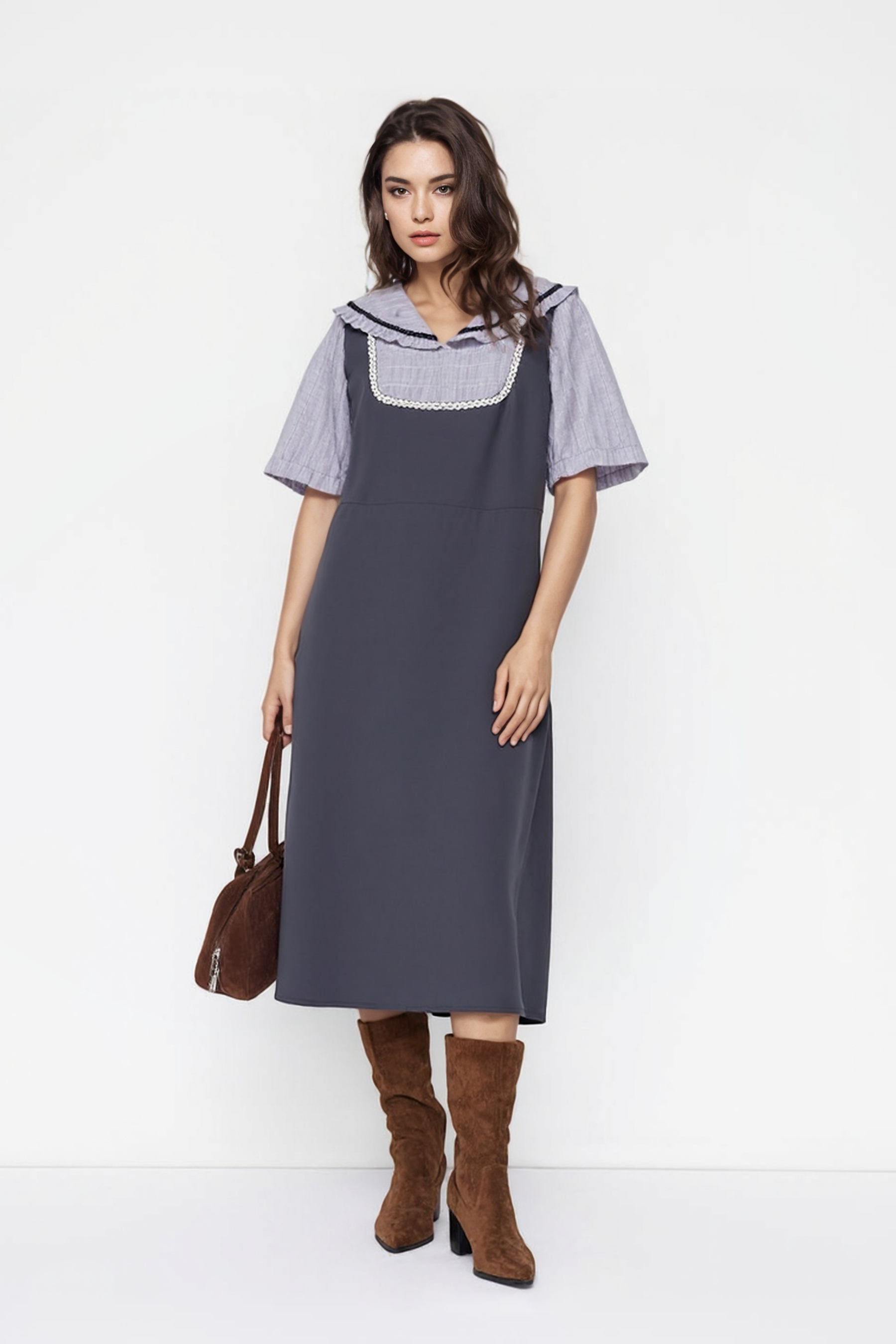 Contrast Color Stitching Slimming Dress DXQ0776