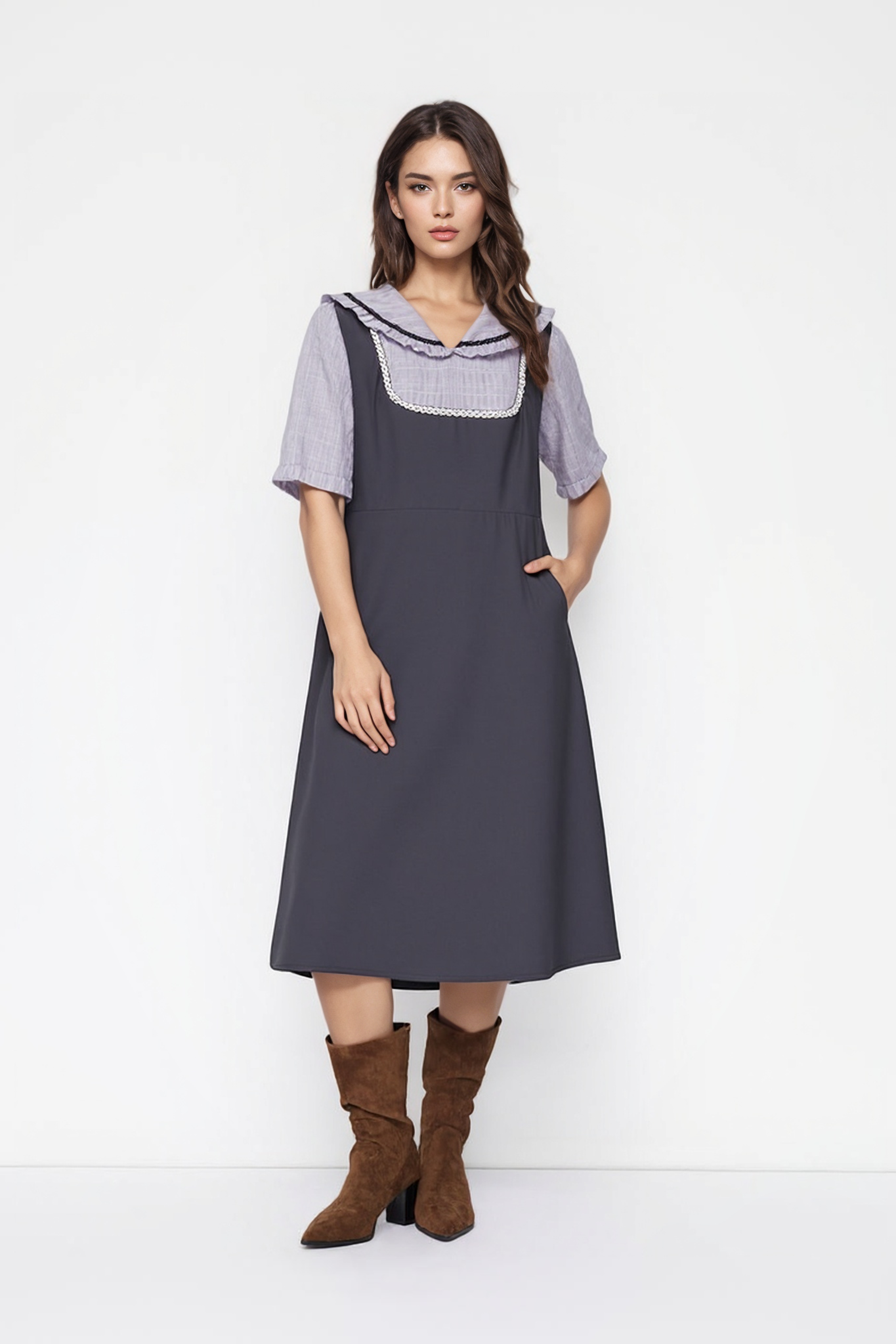 Contrast Color Stitching Slimming Dress DXQ0776