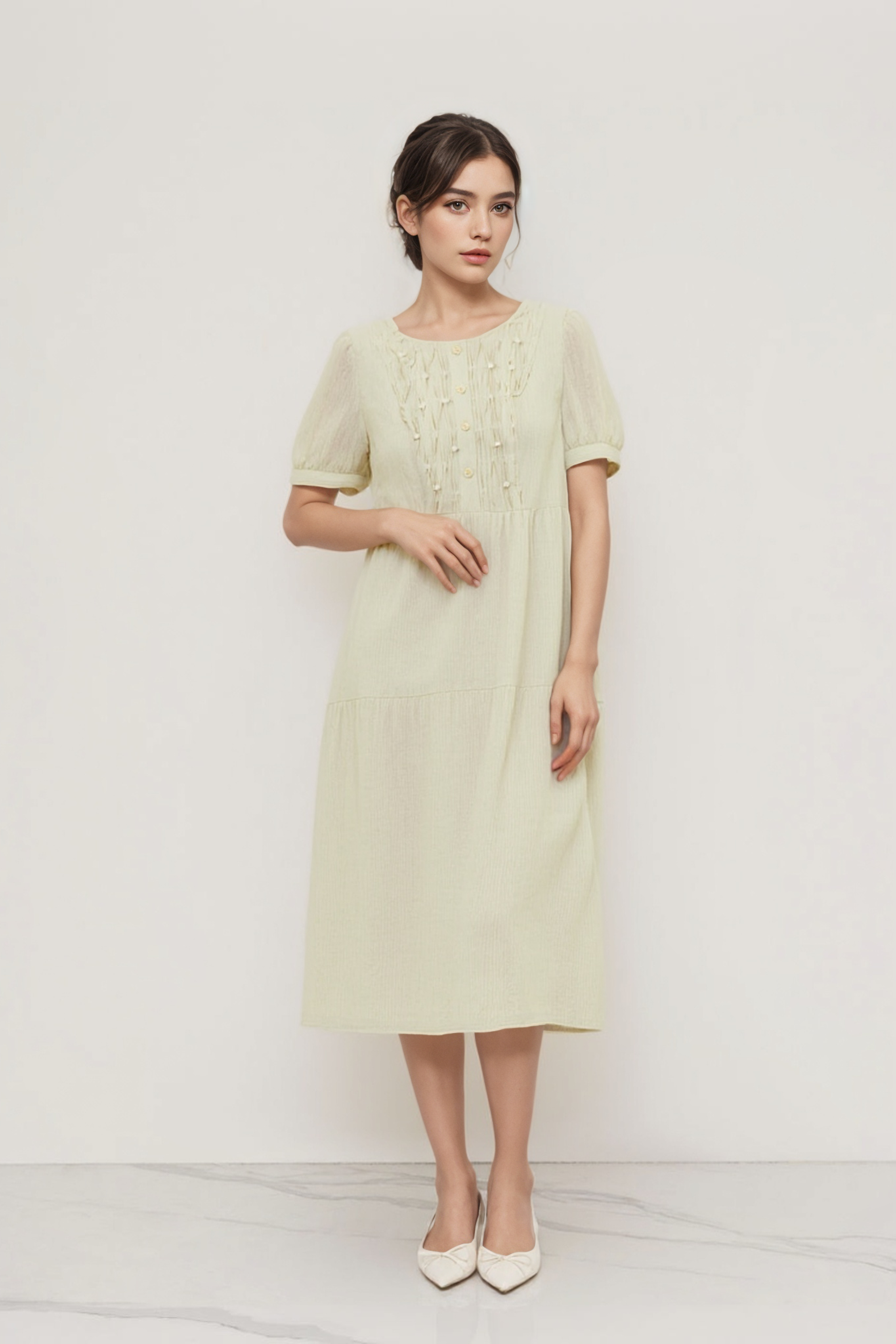 Pleated Beaded Dress DXQ1575