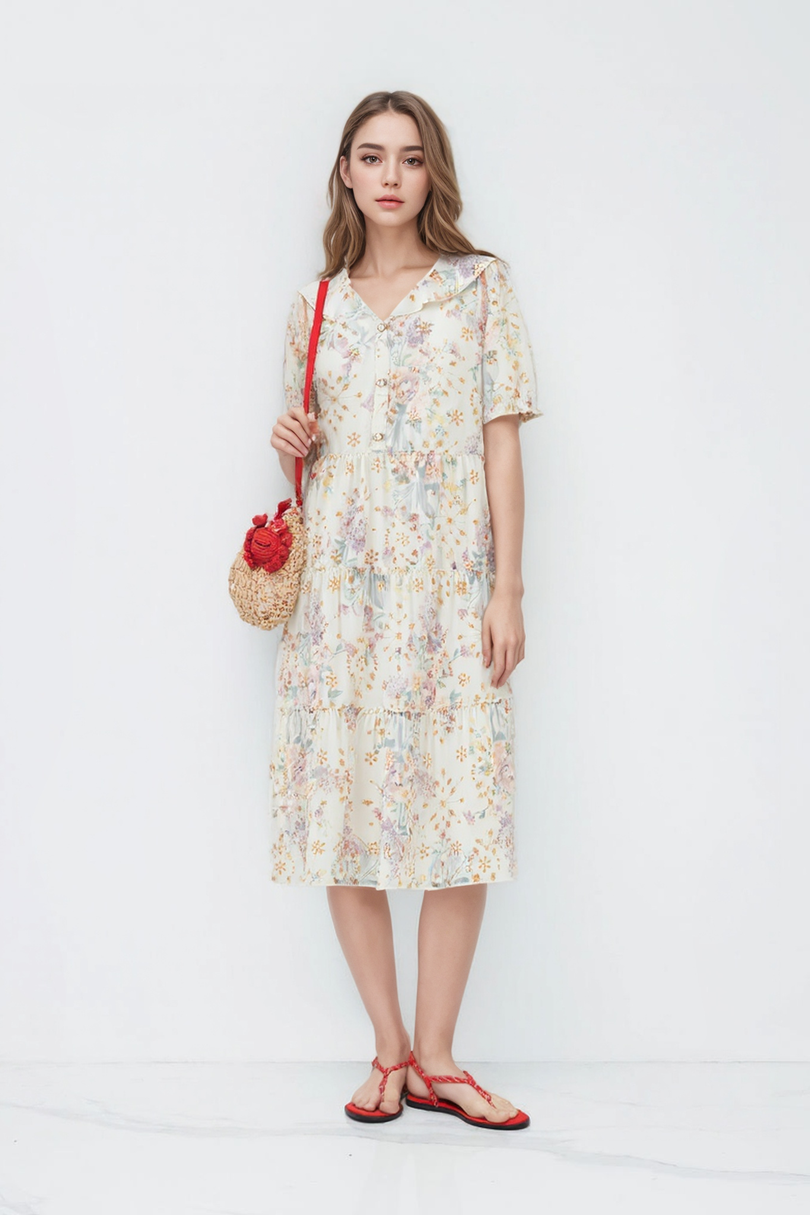 Cutout Print Dress DXQ1732