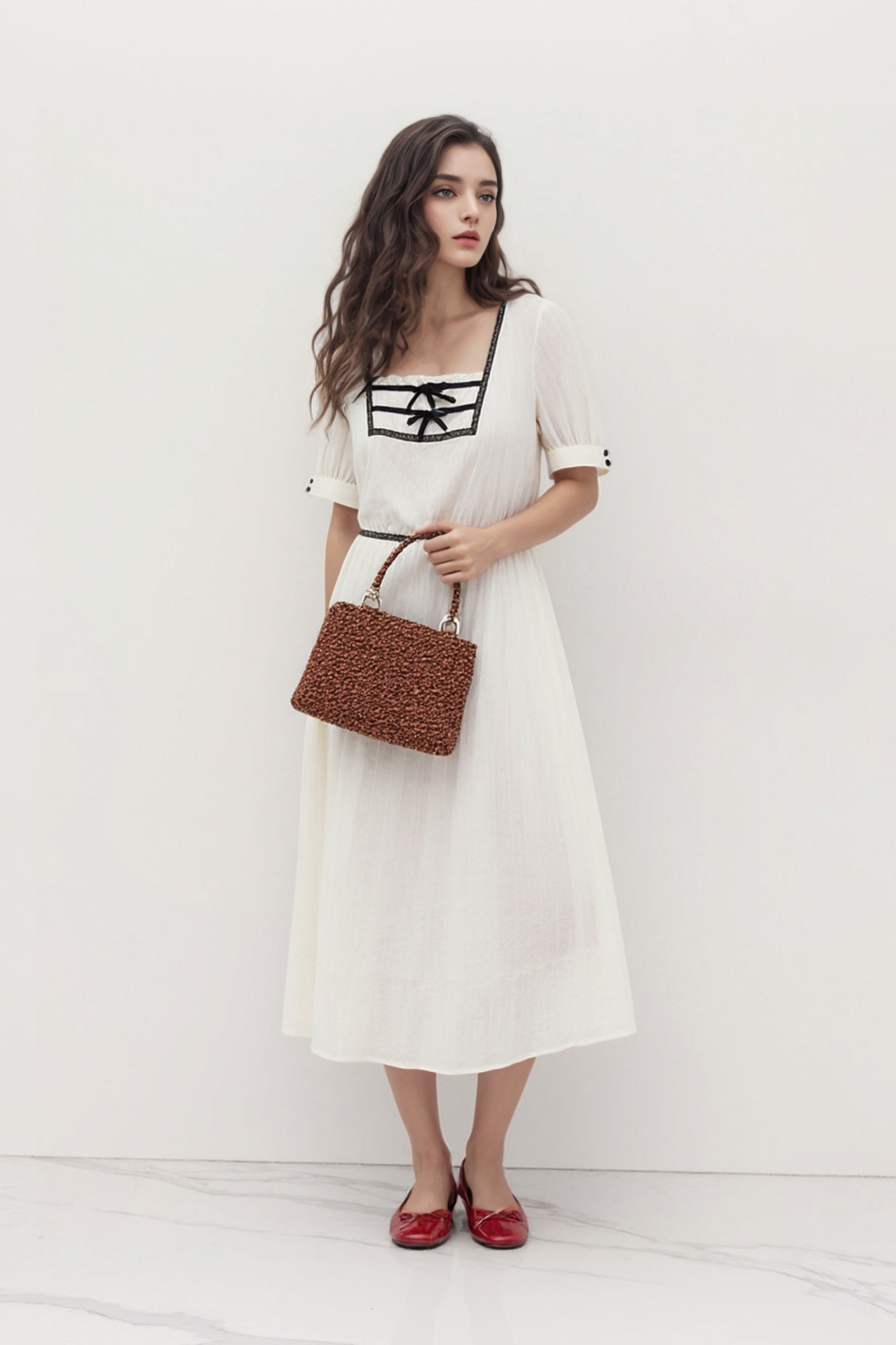 Bowknot Square Neck Dress DXQ0753