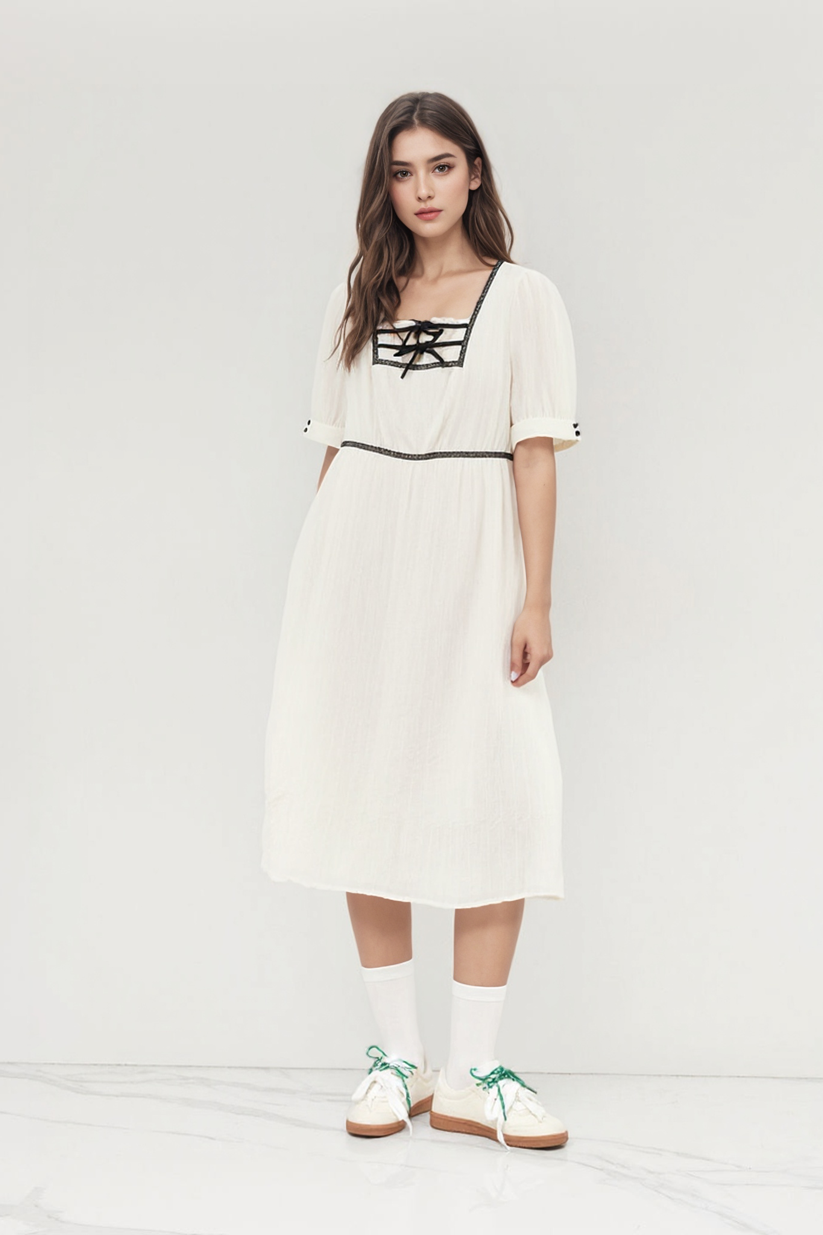 Bowknot Square Neck Dress DXQ0753