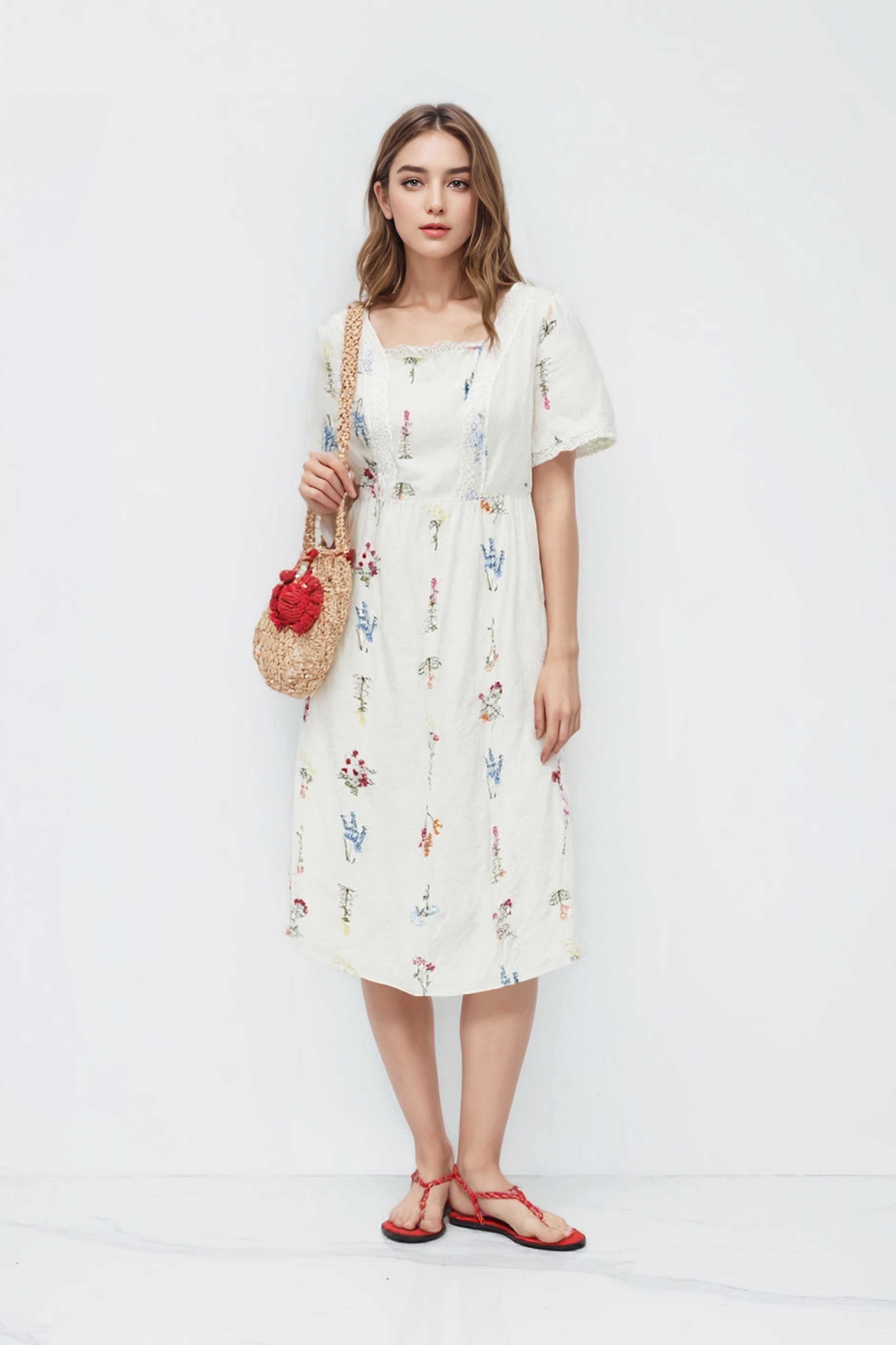 Embroidered Floral Dress DXQ1898