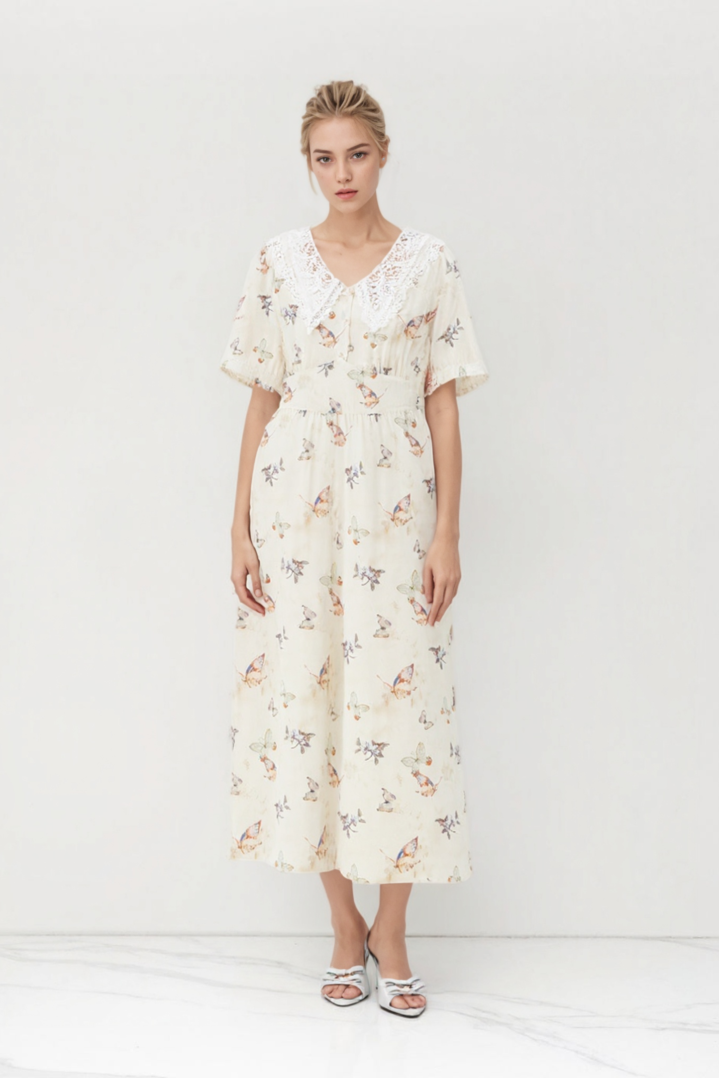 Printed Lace Chiffon Dress DXQ1697