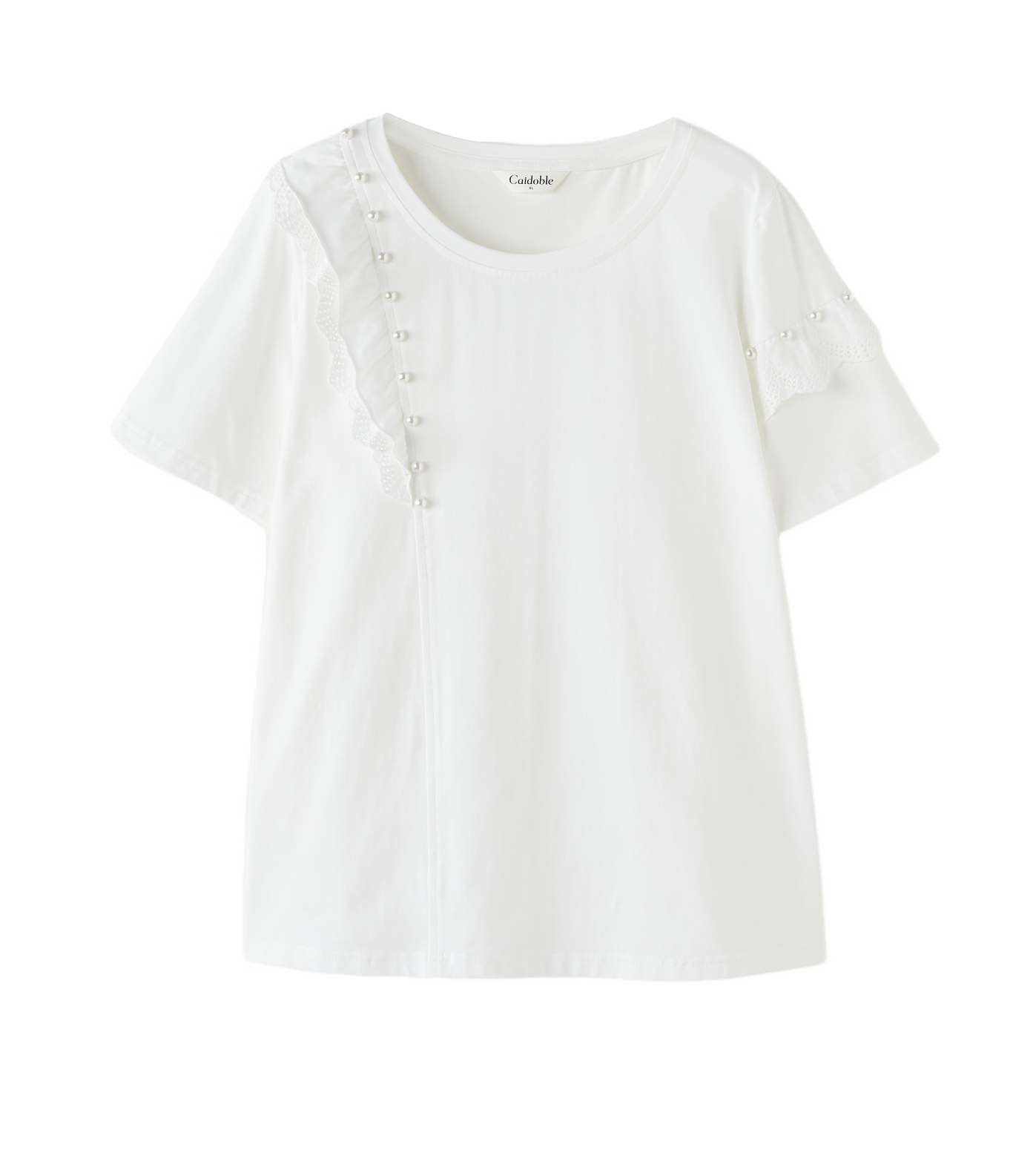 Ruffled Beaded T-Shirt DXZ1808