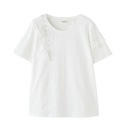 Ruffled Beaded T-Shirt DXZ1808