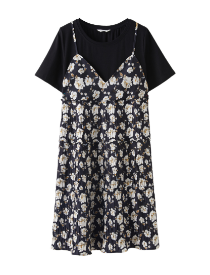 Fake Two-Piece Floral Dress DXQ0191