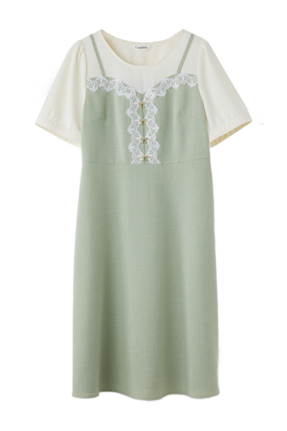 Fake Two-Piece Floral Dress DXQ0759