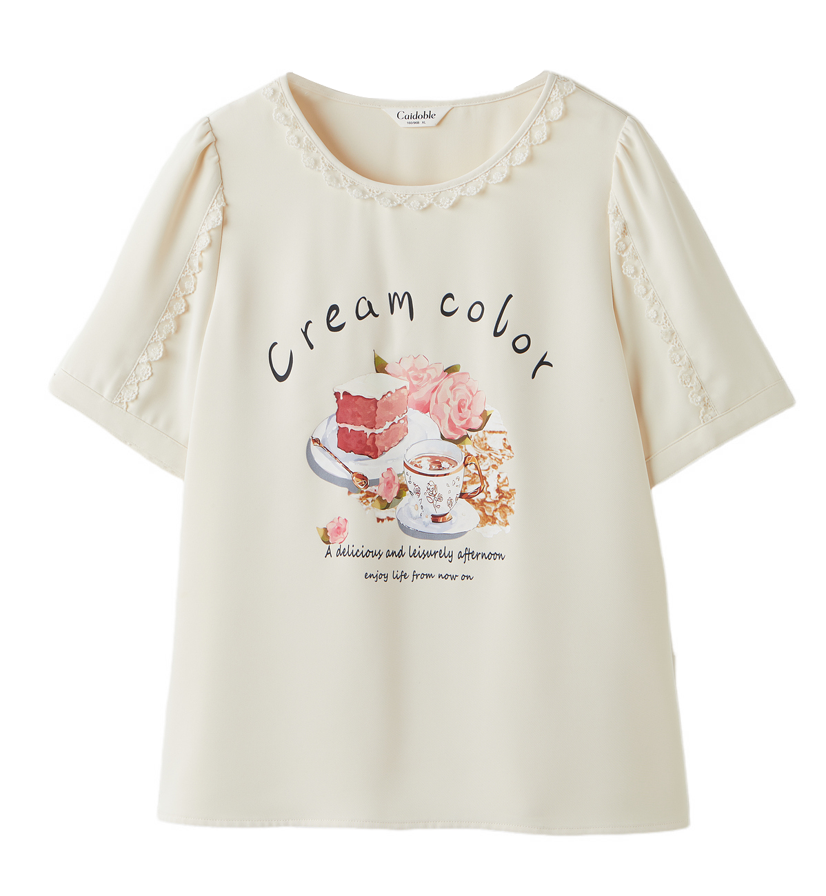 round Neck Stitching Printing T-shirt Top Eca2575