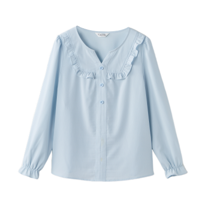 Ruffled Edge Patchwork Blouse ECA2521