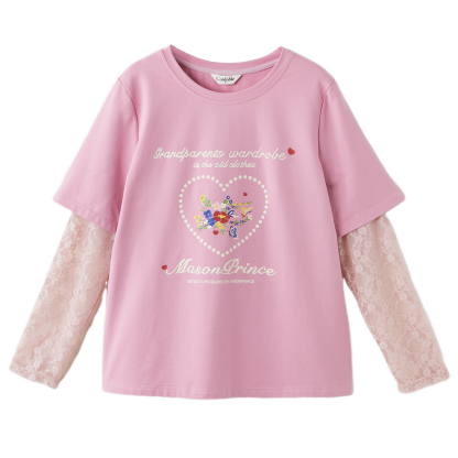 Lace Patchwork Fake Two-Piece T-Shirt ECZ2523