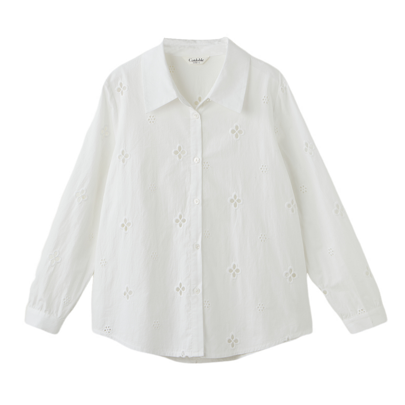 Curved Hem Elegant Embroidered Shirt ECA2577