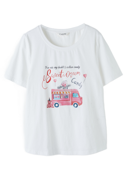 Cartoon Style Versatile Skin-friendly Knitted T-shirt DXZ1330