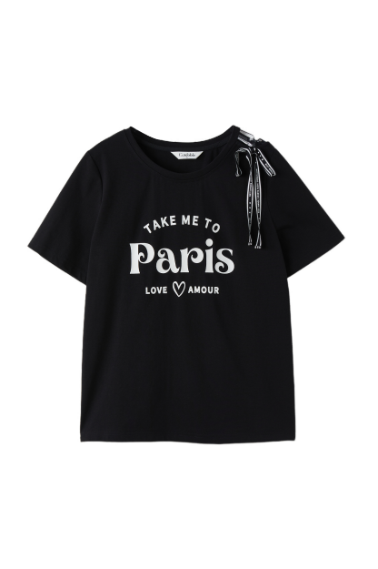 Off-shoulder Tie Salona Cotton Knit T-shirt EXZ2676