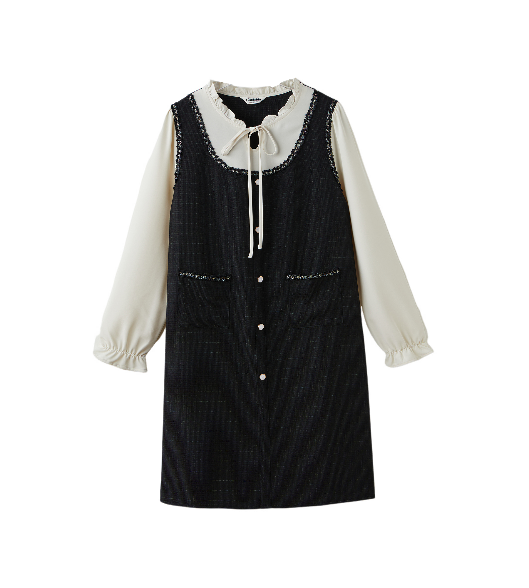 Splicing slim fit and slimming thick long skirt DDQ2375