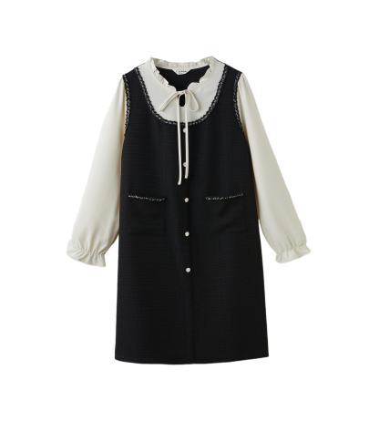 Splicing slim fit and slimming thick long skirt DDQ2375