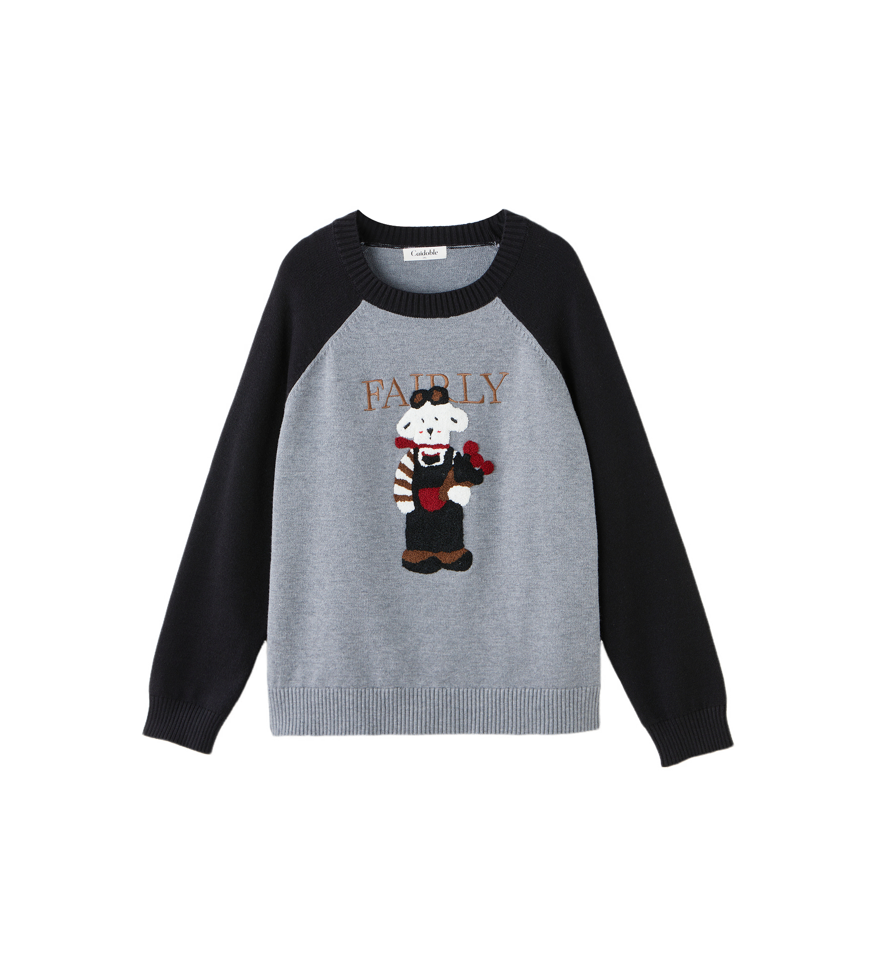 Embroidered towel sweater with contrasting shoulder sleeves DDMY2527