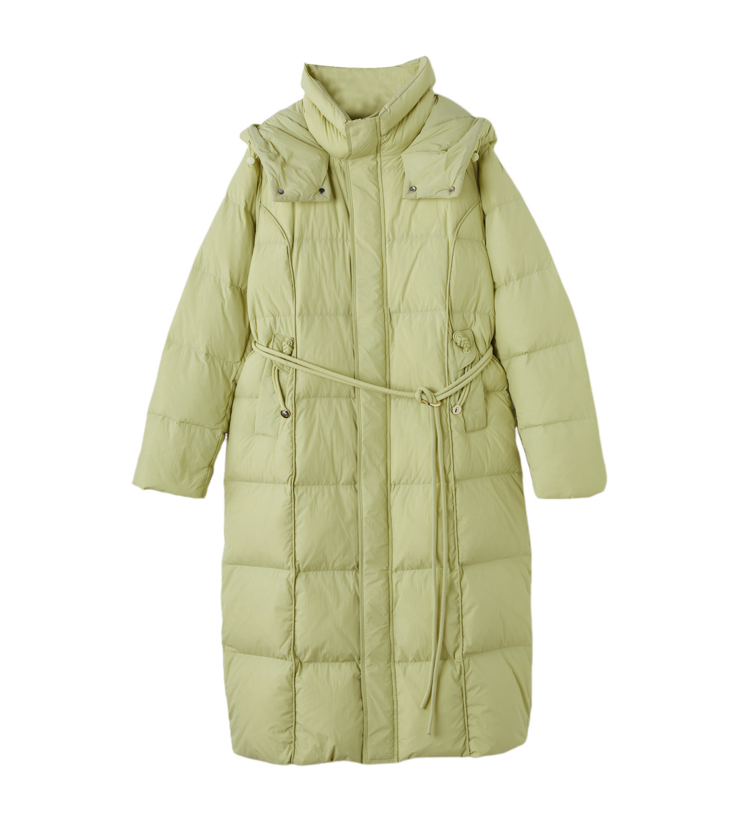 Long Hooded Lace-up Long Down Jacket DDY1819