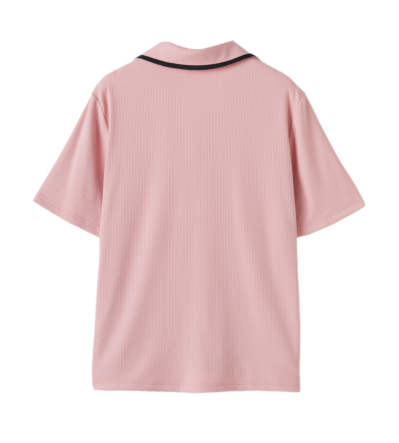 Color-Block Turn-Down Collar Knitted T-Shirt DXZ1638