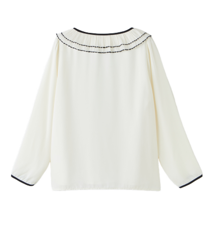 Embroidered Ruffle Collar Blouse DDA2110