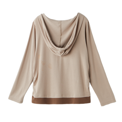 Fake Two-Piece Spliced Hooded Long Sleeve T-Shirt Top ECZ1921