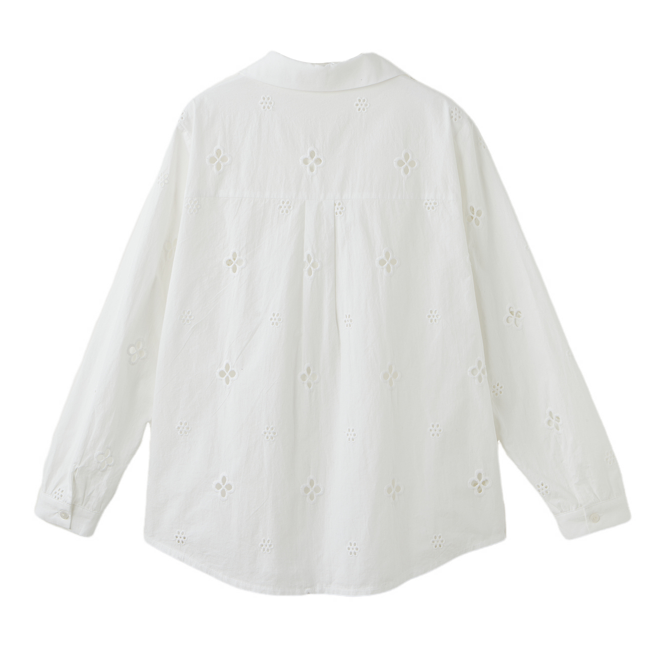 Curved Hem Elegant Embroidered Shirt ECA2577