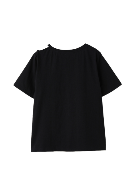 Off-shoulder Tie Salona Cotton Knit T-shirt EXZ2676