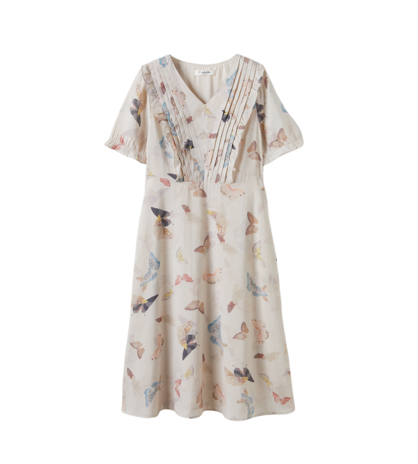 Casual V-neck floral bubble sleeve dress DXQ1607