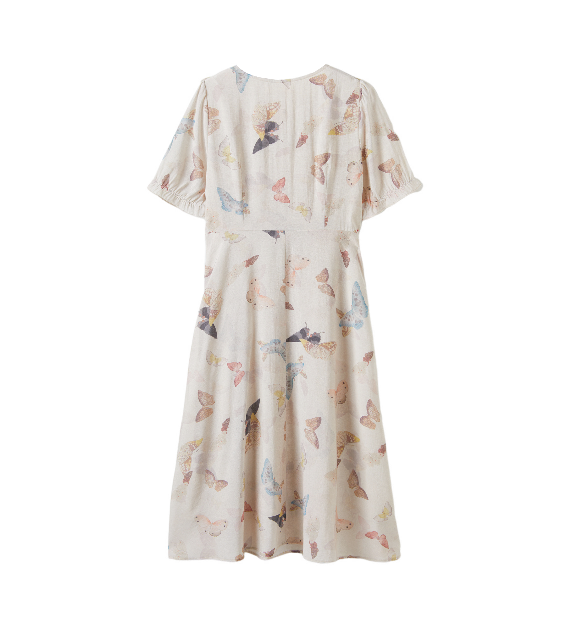 Casual V-neck floral bubble sleeve dress DXQ1607