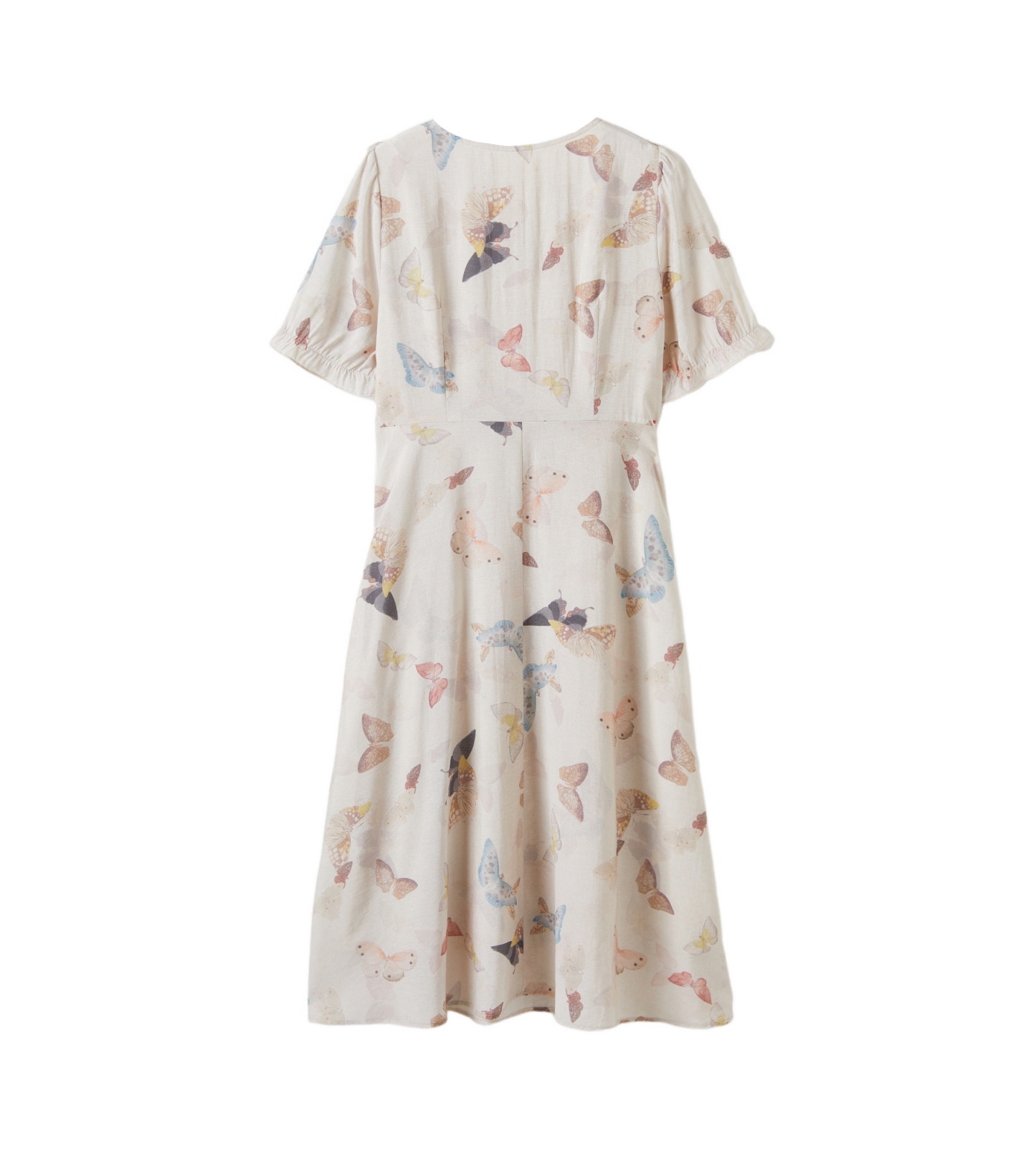 Casual V-neck floral bubble sleeve dress DXQ1607