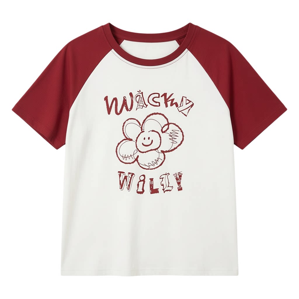 Flower print contrasting raglan sleeve T-shirt FXZ8011