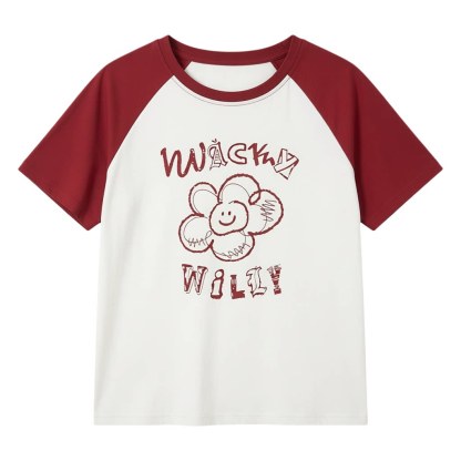 Flower print contrasting raglan sleeve T-shirt FXZ8011