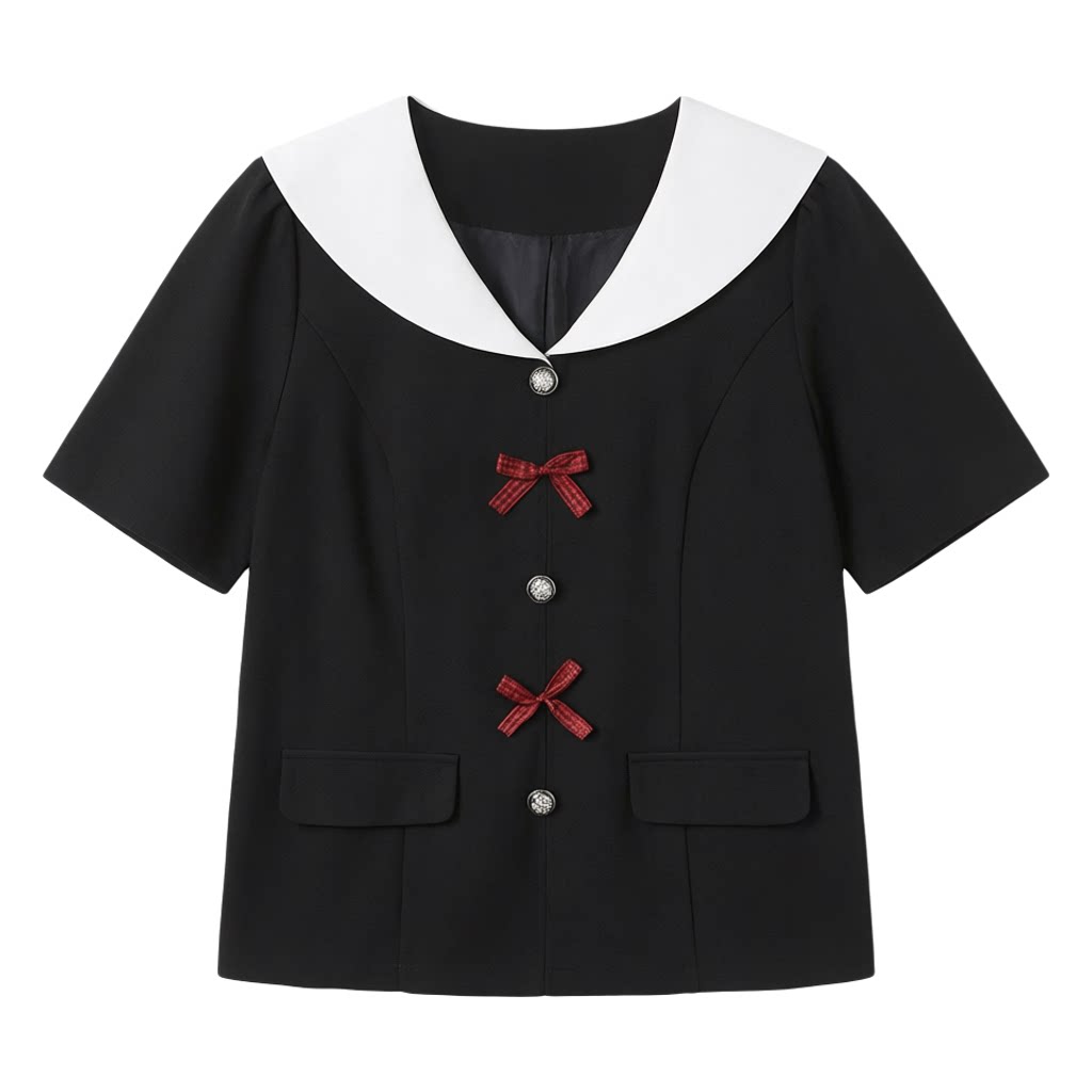 Age reducing bow doll collar shirt FXA8022