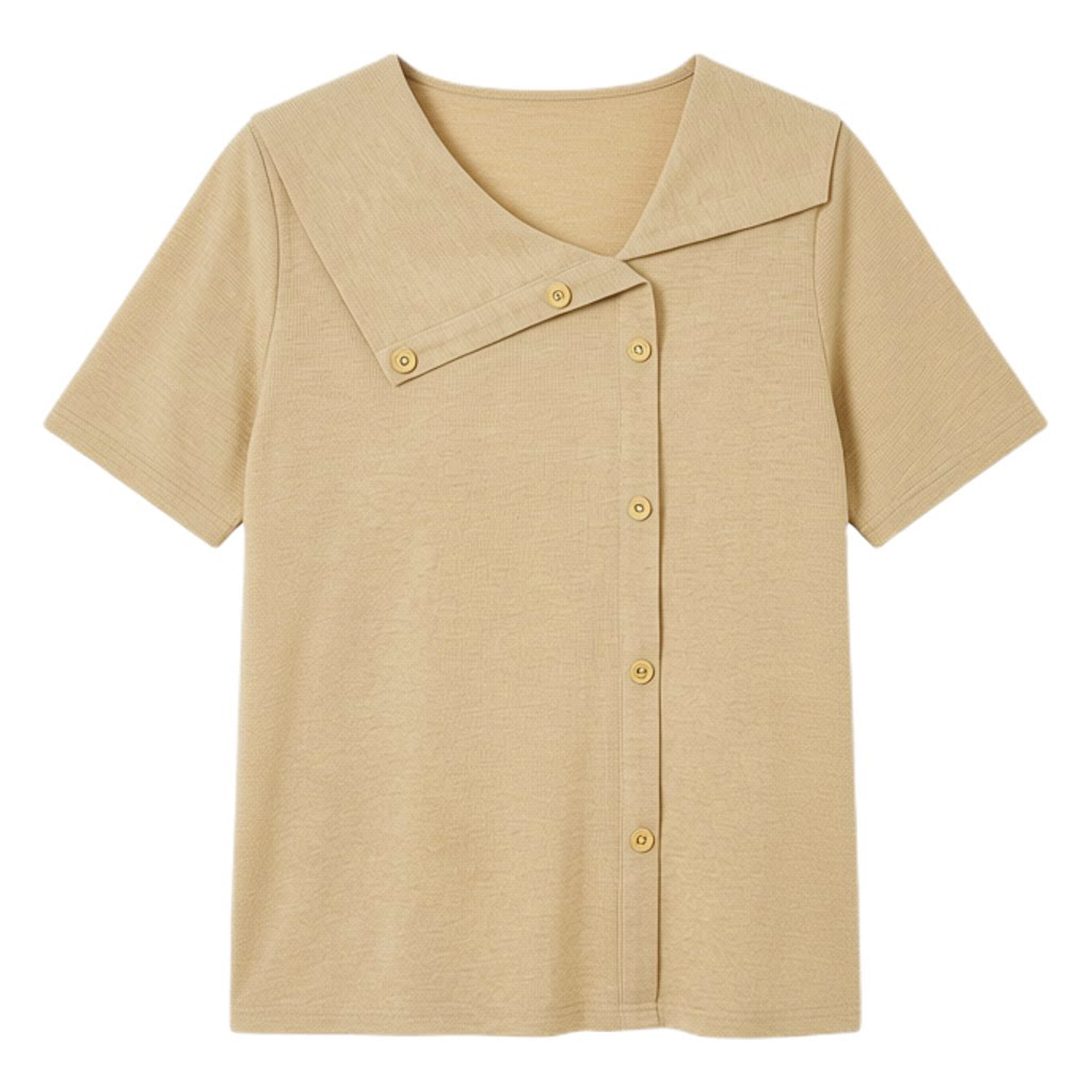 Flip collar chic slimming T-shirt FXZ9018