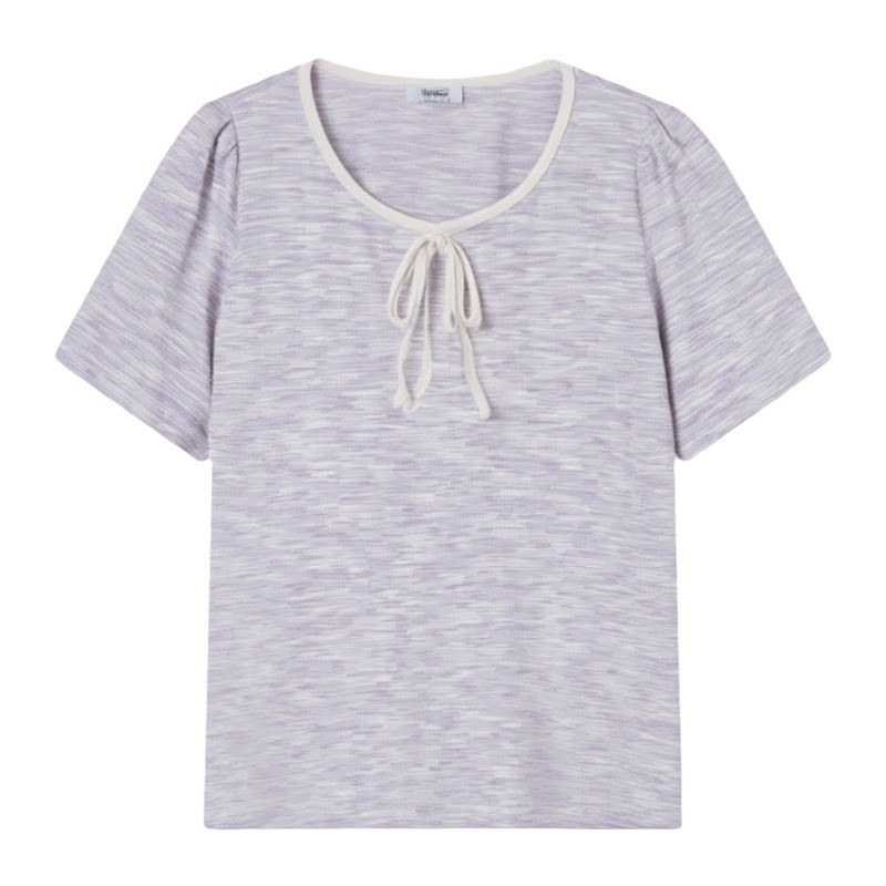 Sweet style bubble sleeve U-neck T-shirt FXZ8068