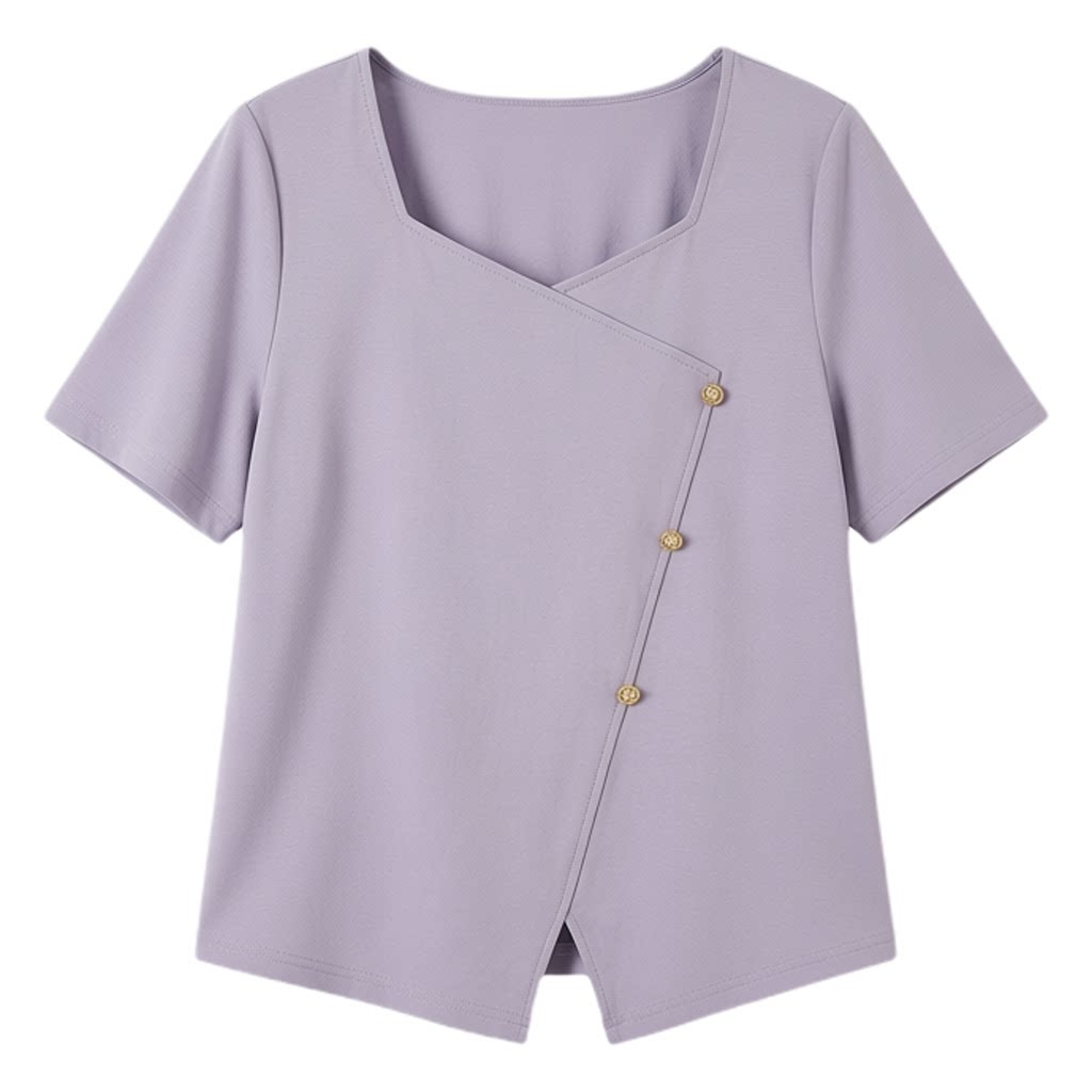 V-neck irregular design knitted T-shirt FXZ8015