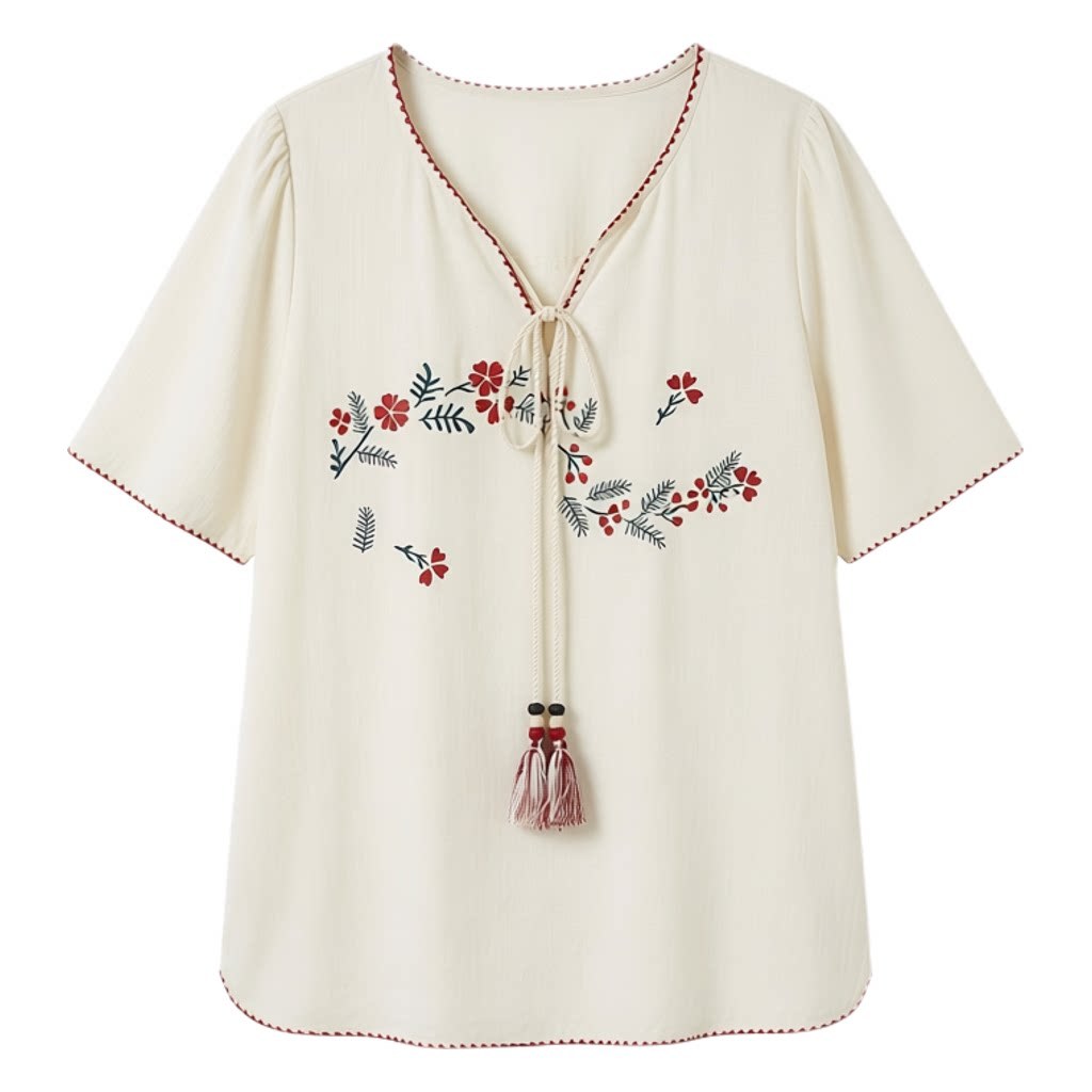 Retro style printed cotton shirt FXA8021