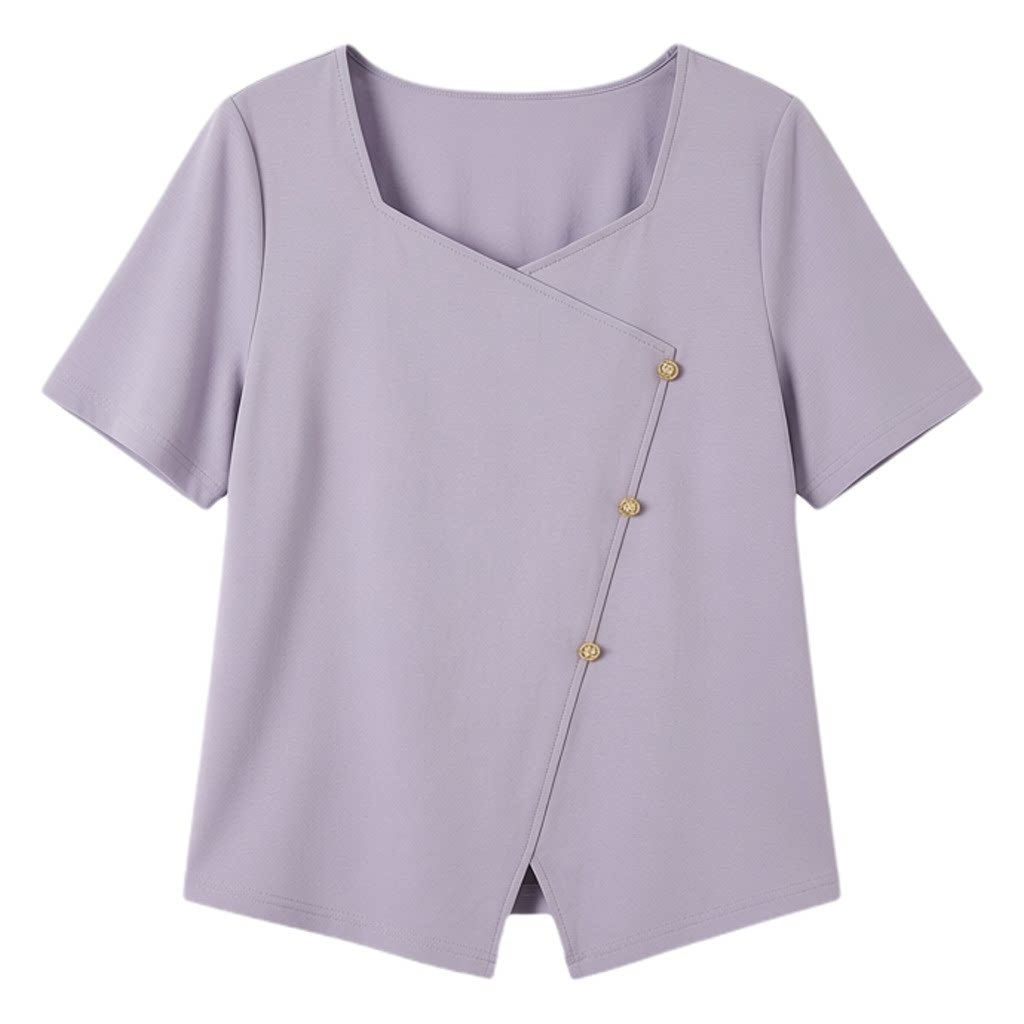 V-neck irregular design knitted T-shirt FXZ8015