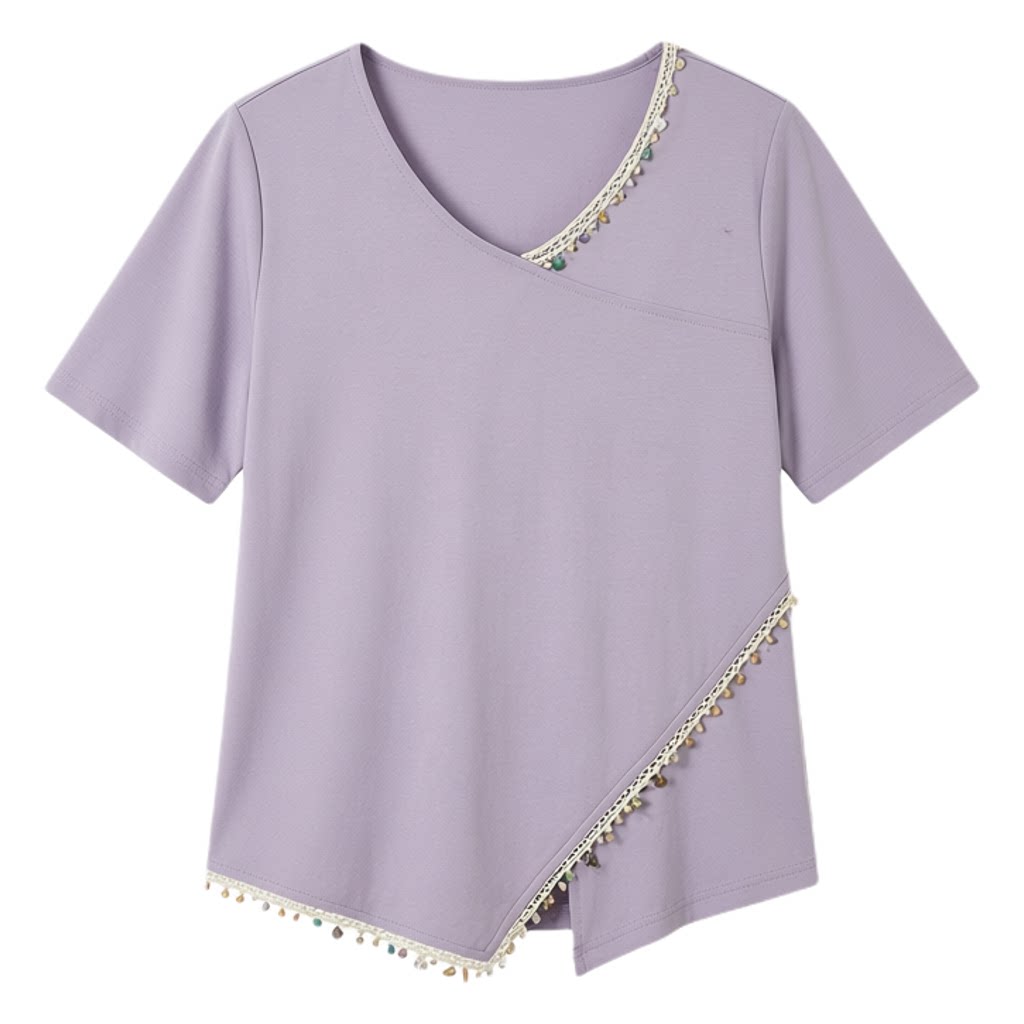 Irregular knit with waist cinching T-shirt FXZ7033