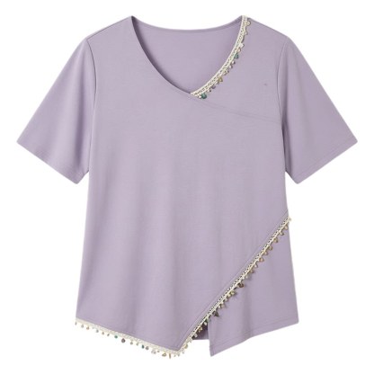 Irregular knit with waist cinching T-shirt FXZ7033